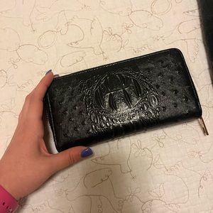 Black embossed leather wallet